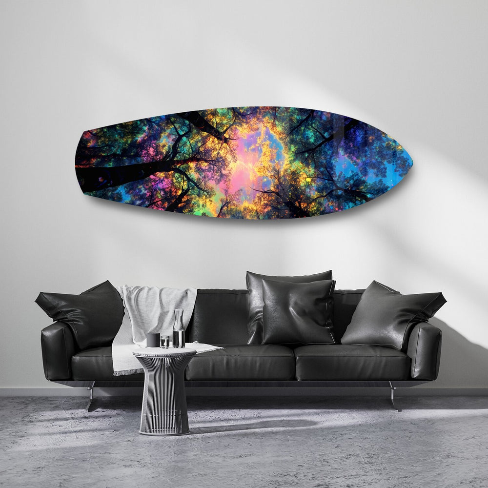 Psychedelic Forest Canopy Glass Wall Art.