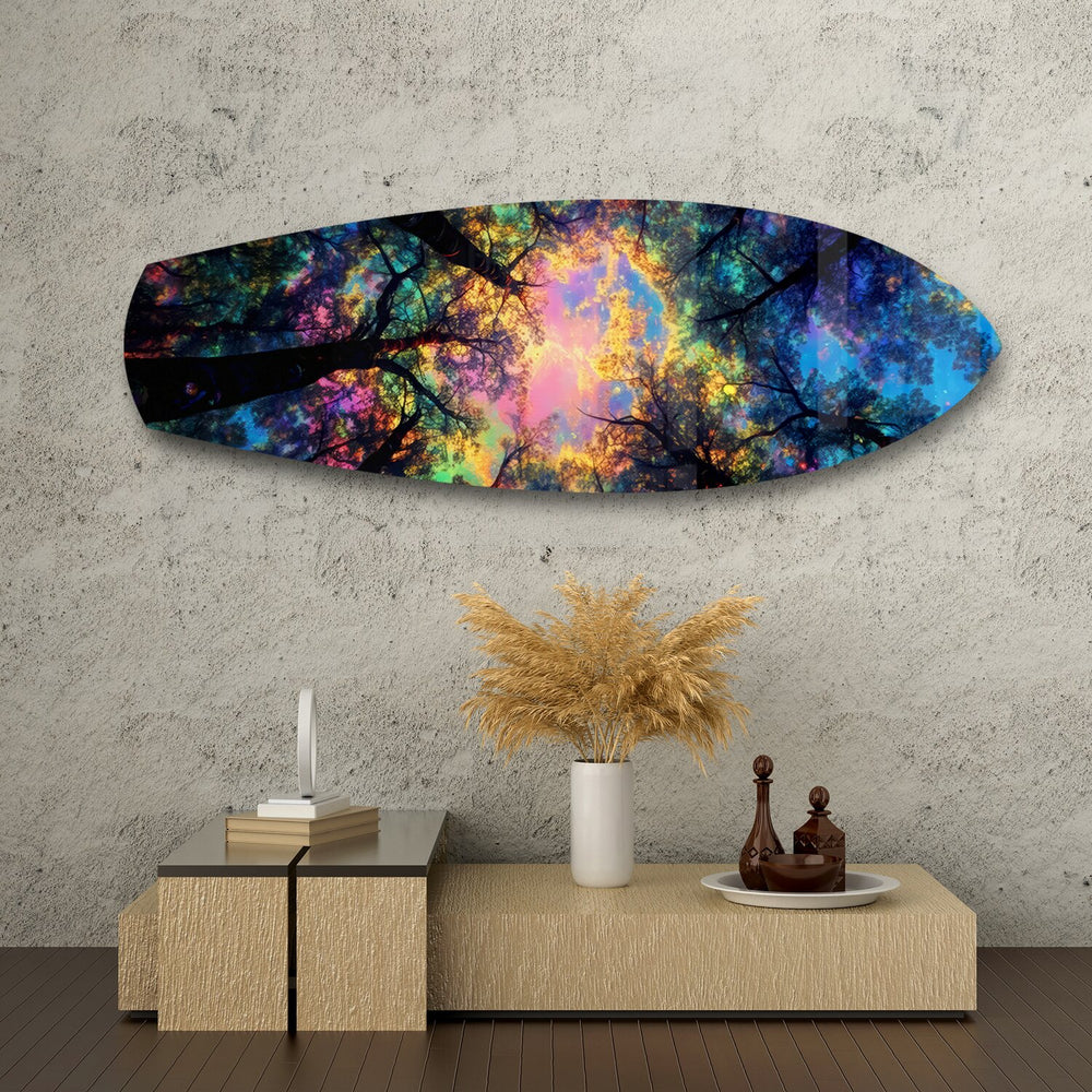 Psychedelic Forest Canopy Glass Wall Art.