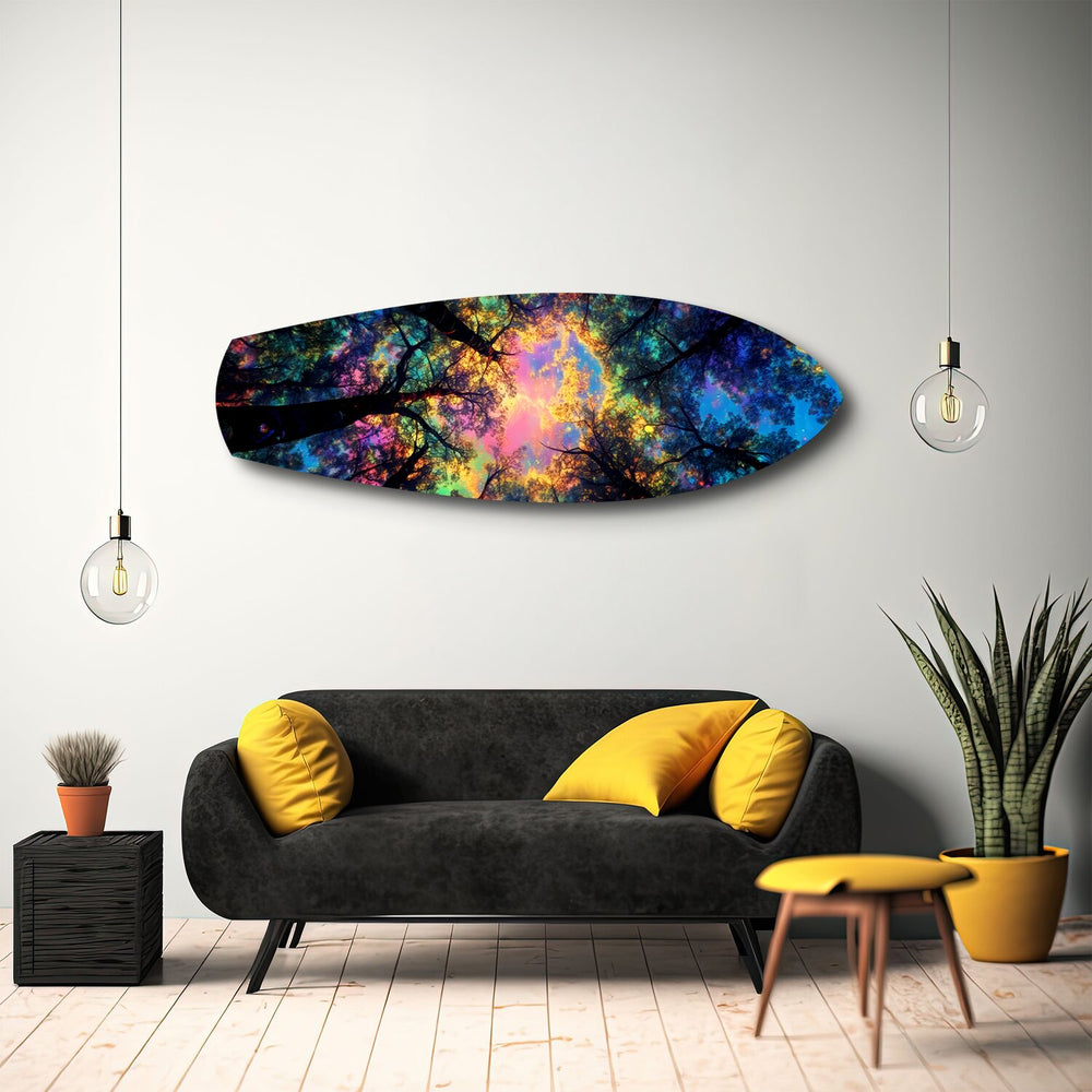 Psychedelic Forest Canopy Glass Wall Art.