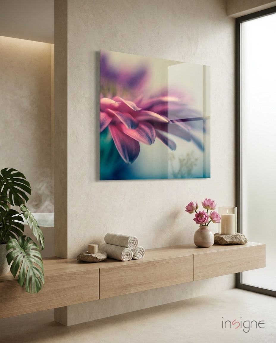 Flower Glass Wall Art - Lifestyle preview in a designer interior