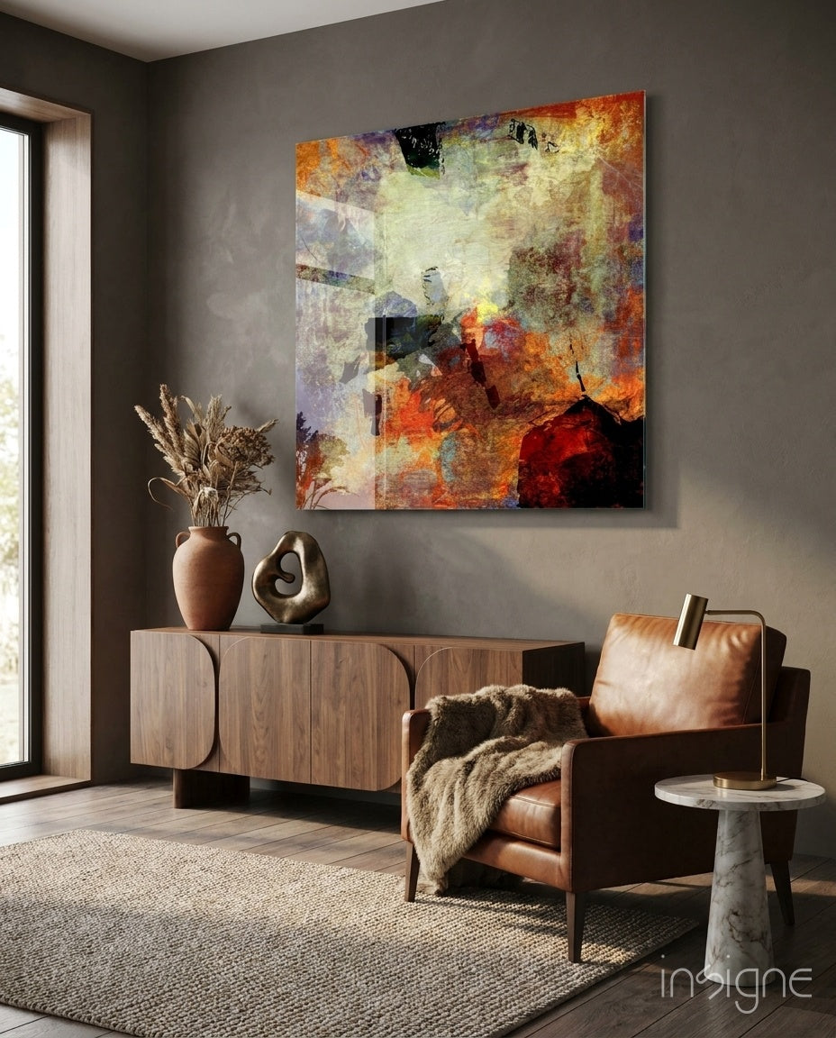 Abstract Glass Wall Art - Lifestyle preview in a designer interior