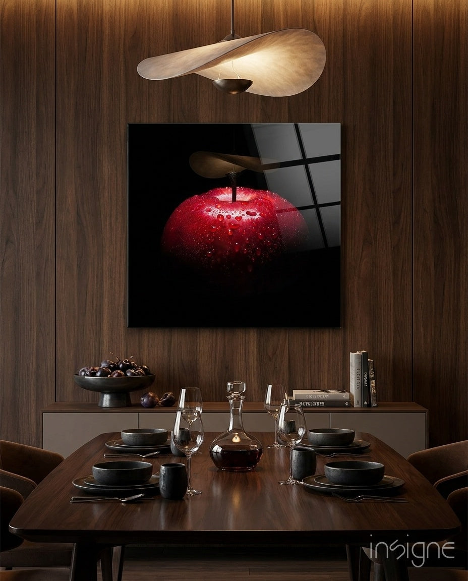 Red Apple Glass Wall Art - Lifestyle preview in a designer interior