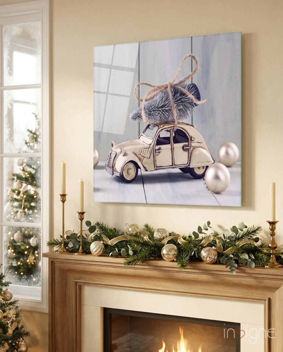 Citroen Glass Wall Art - Lifestyle preview in a designer interior