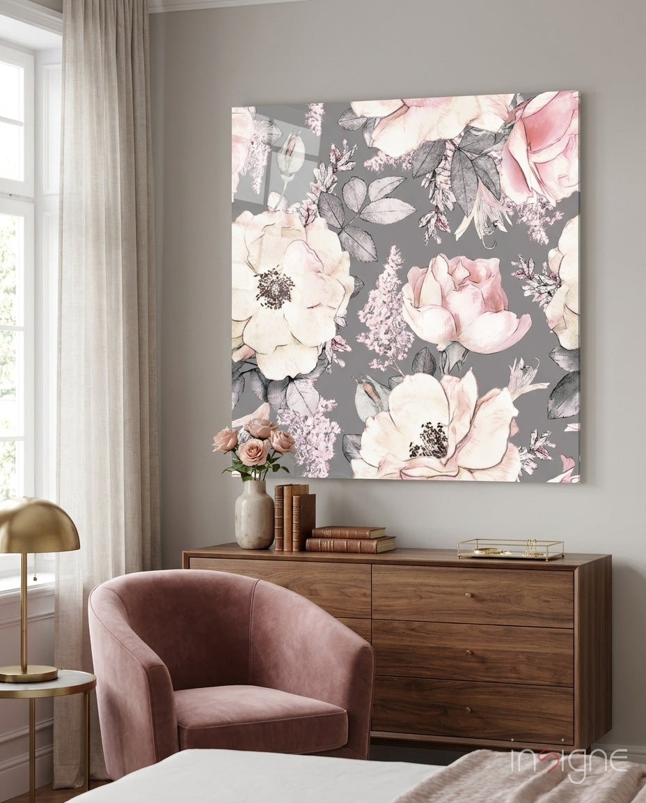 Flower Glass Wall Art - Lifestyle preview in a designer interior
