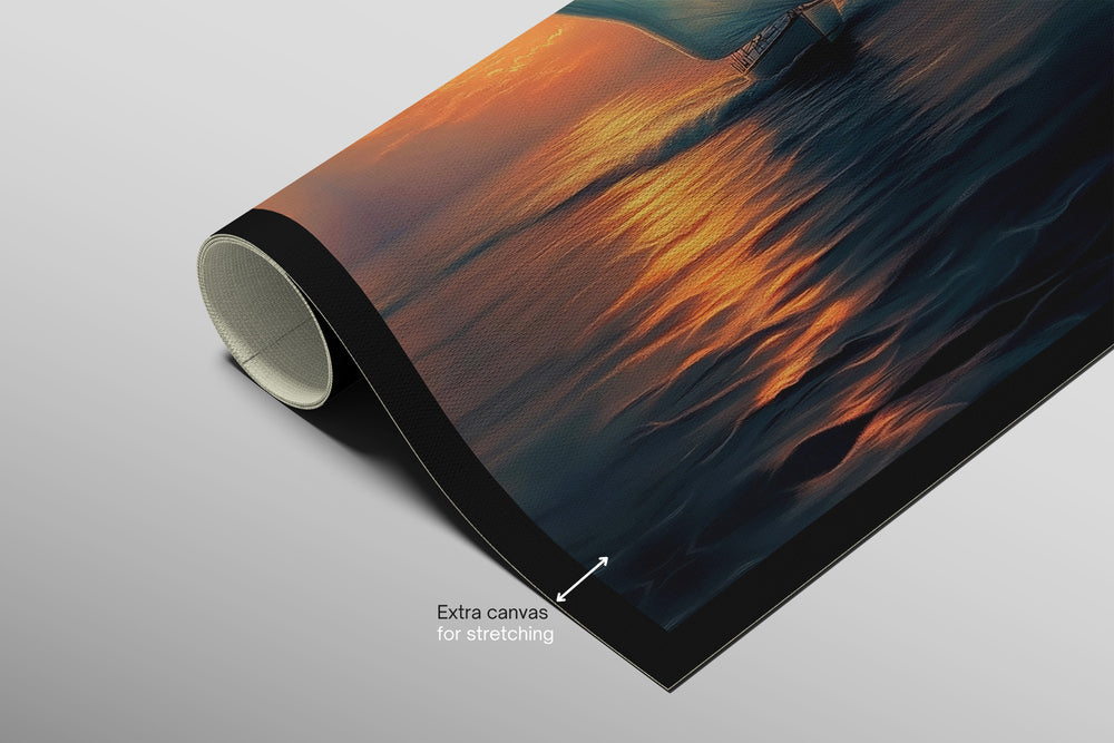 Azure Voyage: Golden Horizon — 3D Haptic Embossed High-Gloss Luxury Wall Art