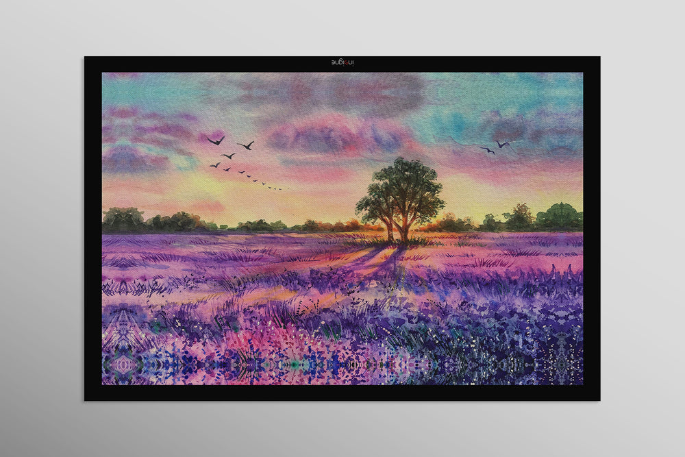 Lavender Sunset Tree — 3D Haptic Embossed High-Gloss Luxury Wall Art