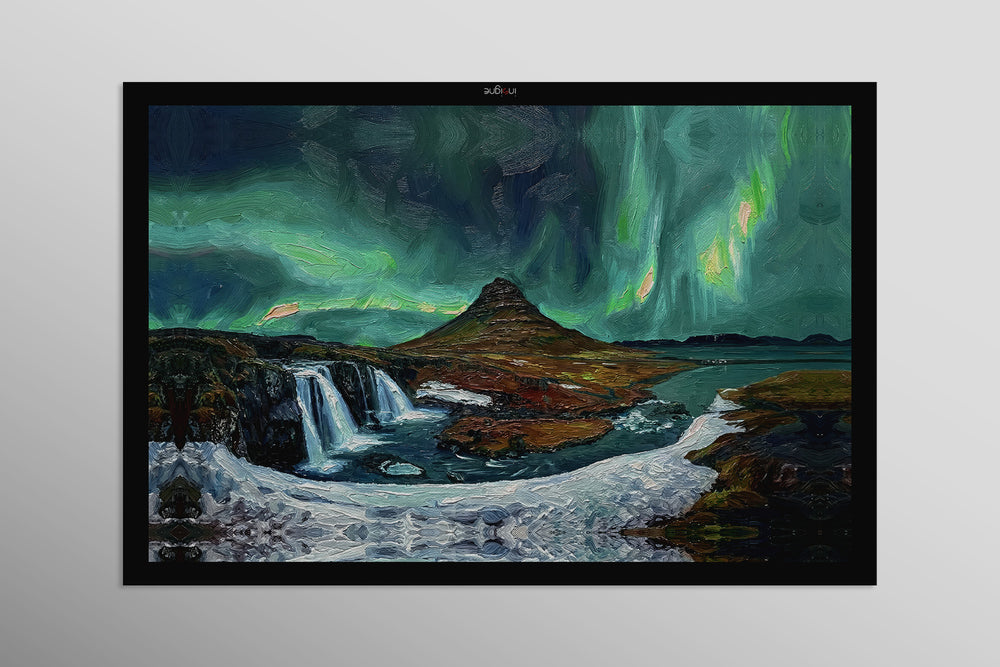 Arctic Aurora Cascade – 3D Haptic Embossed High-Gloss Luxury Wall Art