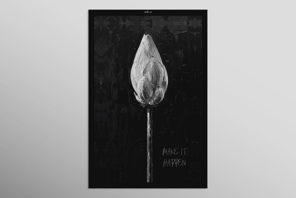 Monochrome Lotus Manifest — A Textured Vow in Black & White
