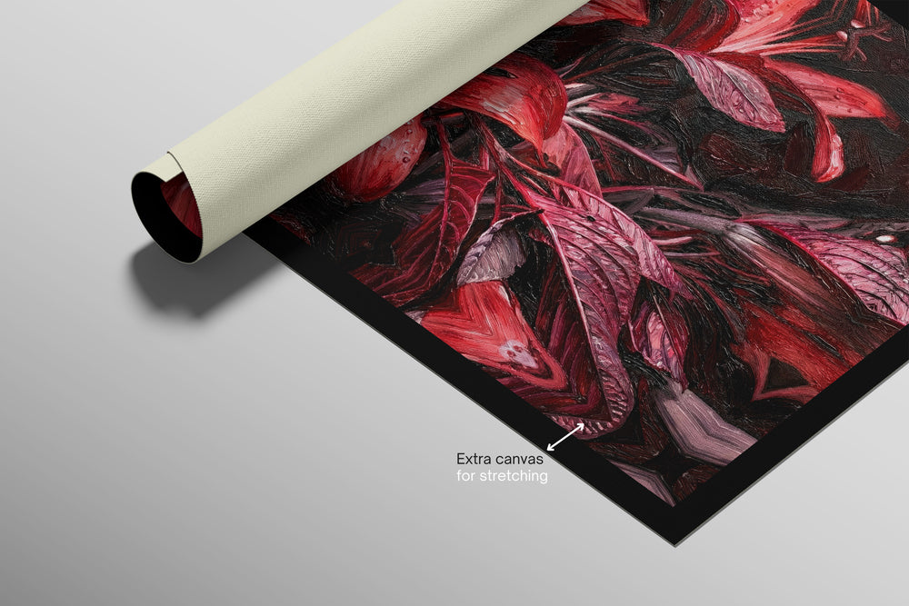 Crimson Velvet Lilies — 3D Haptic Embossed High-Gloss Luxury Wall Art