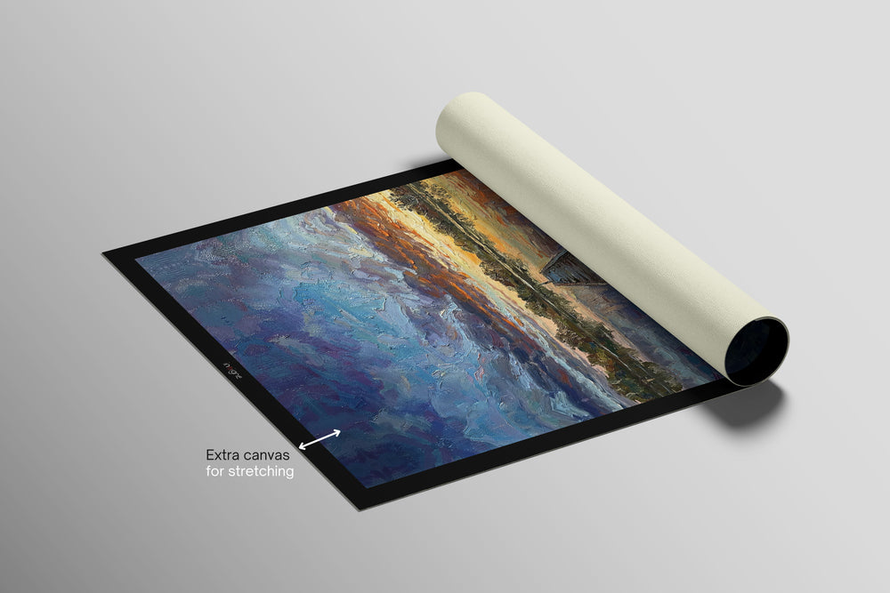 Twilight Pier Reflections — 3D Haptic Embossed High-Gloss Luxury Wall Art