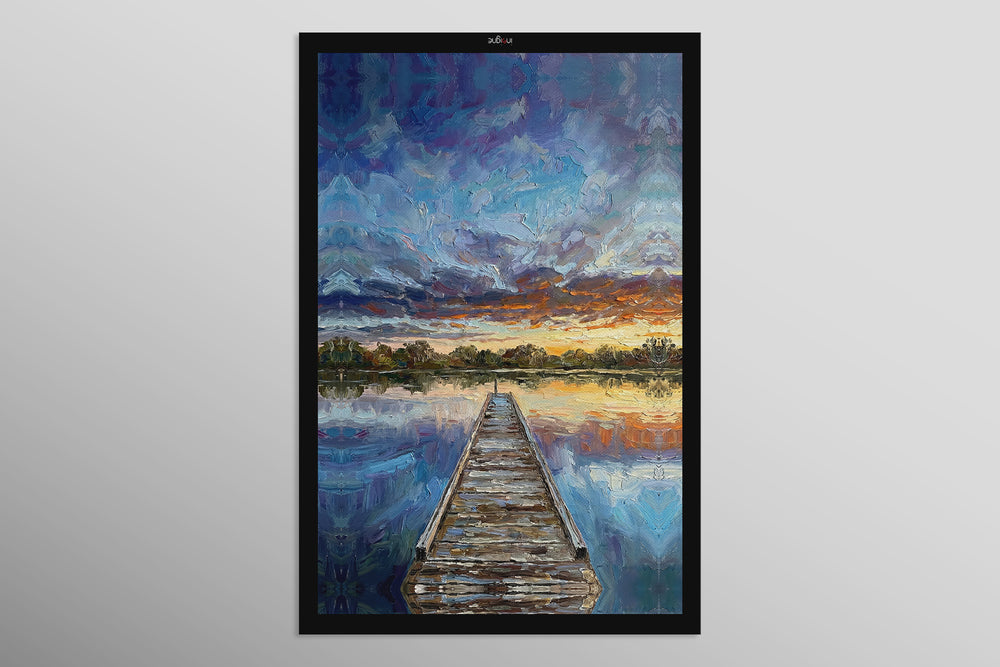 Twilight Pier Reflections — 3D Haptic Embossed High-Gloss Luxury Wall Art