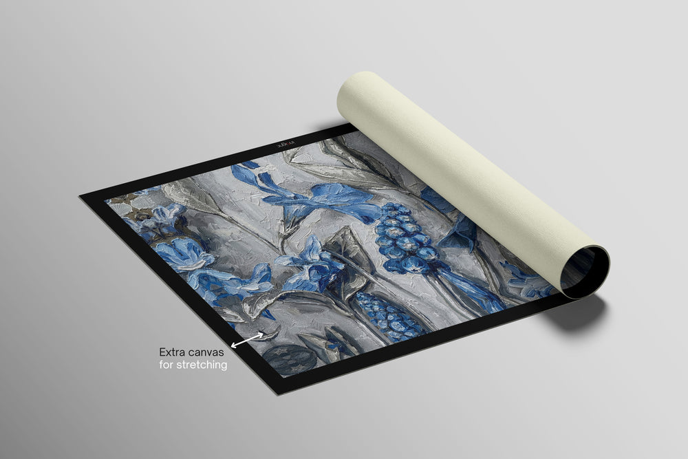 Sapphire Flora Relief — 3D Haptic Embossed High-Gloss Luxury Wall Art