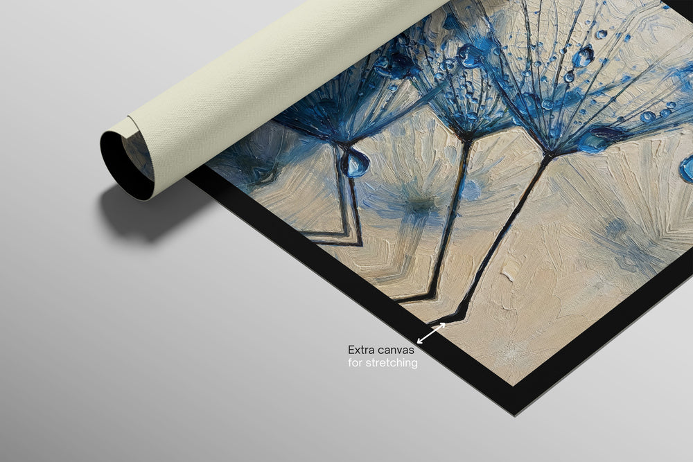 Sapphire Dew Dandelion — 3D Haptic Embossed High-Gloss Luxury Wall Art