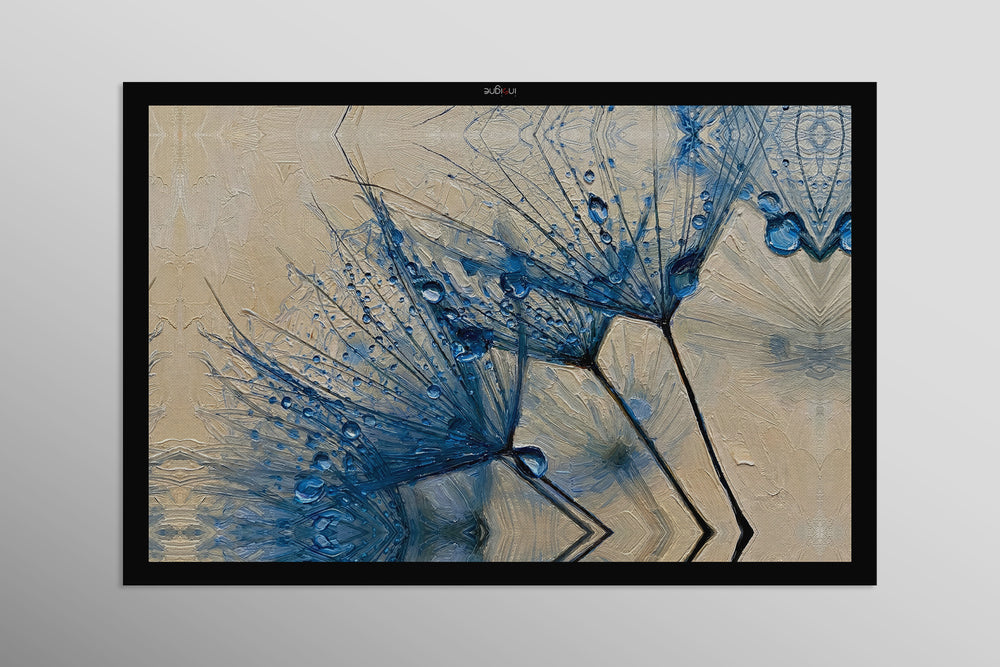Sapphire Dew Dandelion — 3D Haptic Embossed High-Gloss Luxury Wall Art