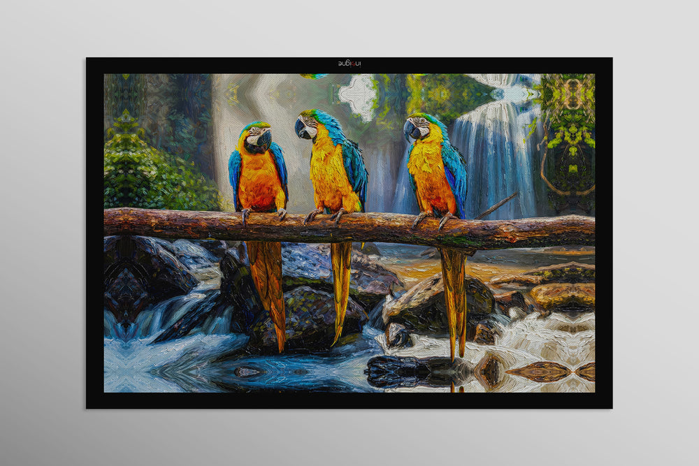 Havre du trio tropical — Œuvre murale de luxe à relief haptique 3D ultra-brillante
