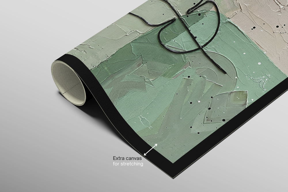 Follaje abstracto salvia y pétalo — Arte mural de lujo 3D háptico en relieve de alto brillo