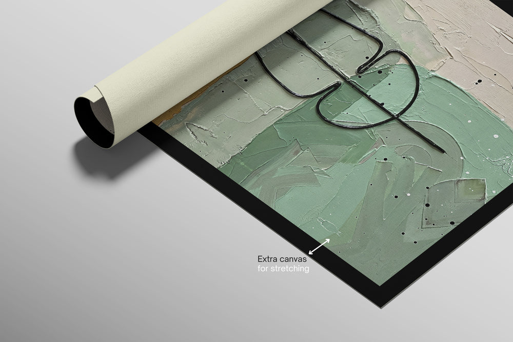 Follaje abstracto salvia y pétalo — Arte mural de lujo 3D háptico en relieve de alto brillo