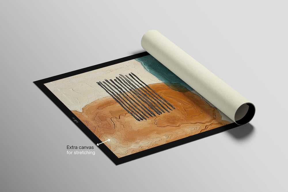 Ochre & Teal Linear Harmony — 3D Haptic Embossed High-Gloss Luxury Wall Art
