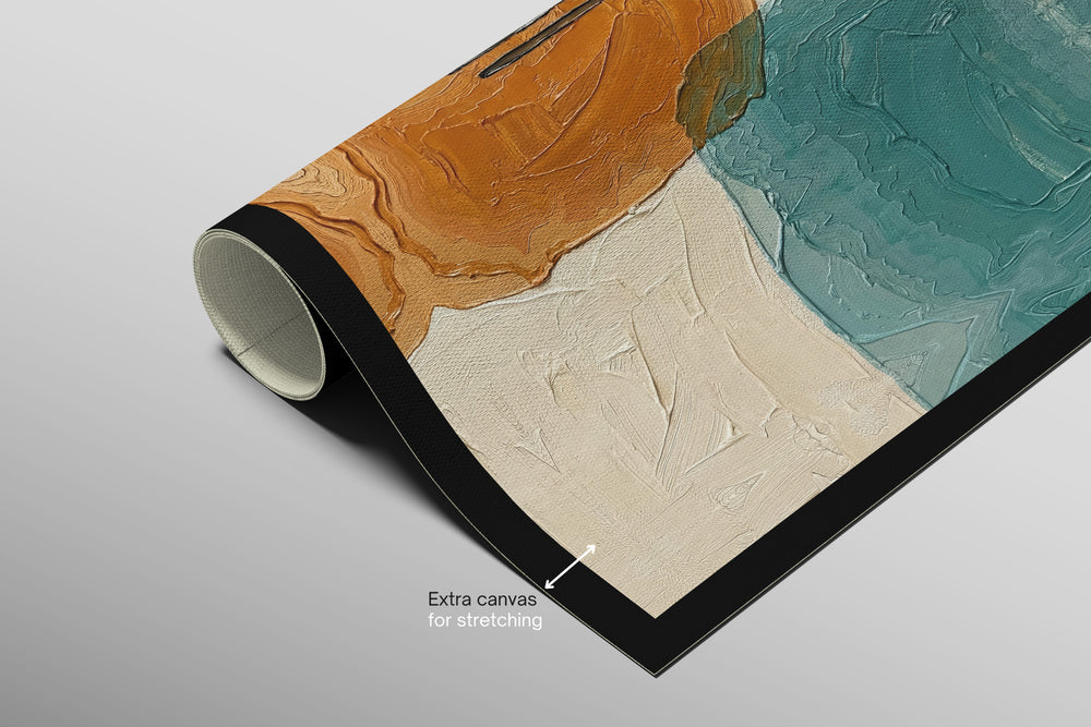 Ochre & Teal Linear Harmony — 3D Haptic Embossed High-Gloss Luxury Wall Art