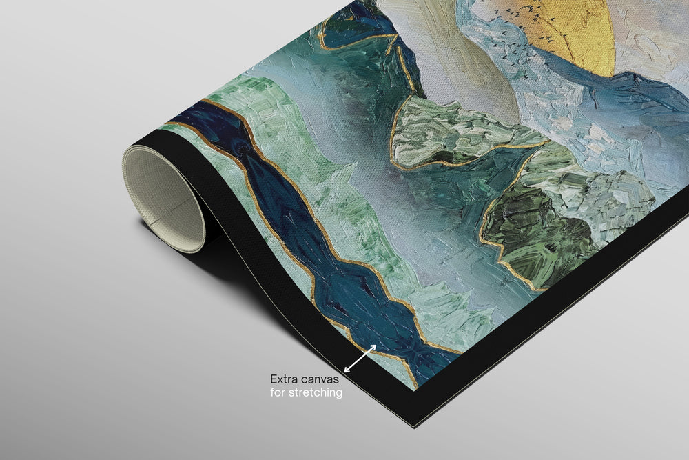 Golden Summit Peaks — 3D Haptic Embossed High-Gloss Luxury Wall Art