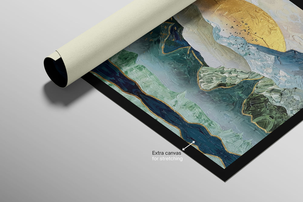 Golden Summit Peaks — 3D Haptic Embossed High-Gloss Luxury Wall Art