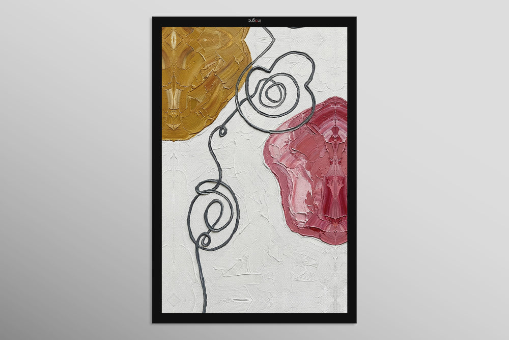 Lirica cremisi e ocra — Quadro da parete di lusso 3D a rilievo aptico ad alta lucentezza