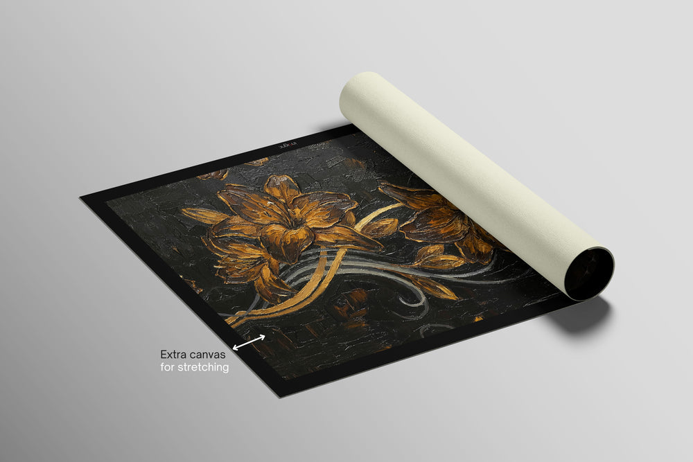 Gilded Ember Lilies — 3D Haptic Embossed High-Gloss Luxury Wall Art