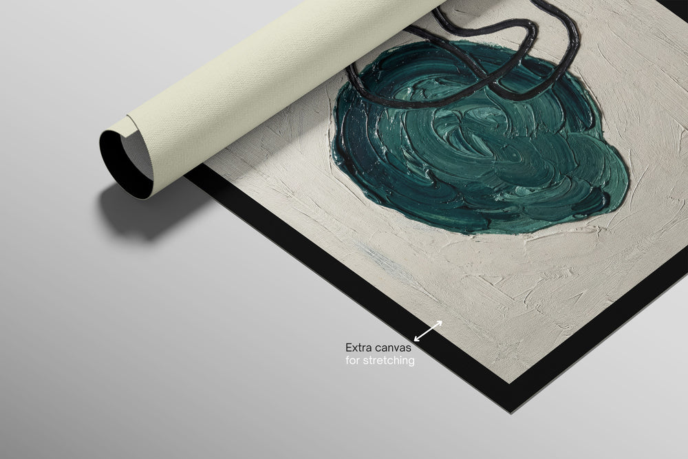 Teal & Ochre Abstract Loop — 3D Haptic Embossed High-Gloss Luxury Wall Art