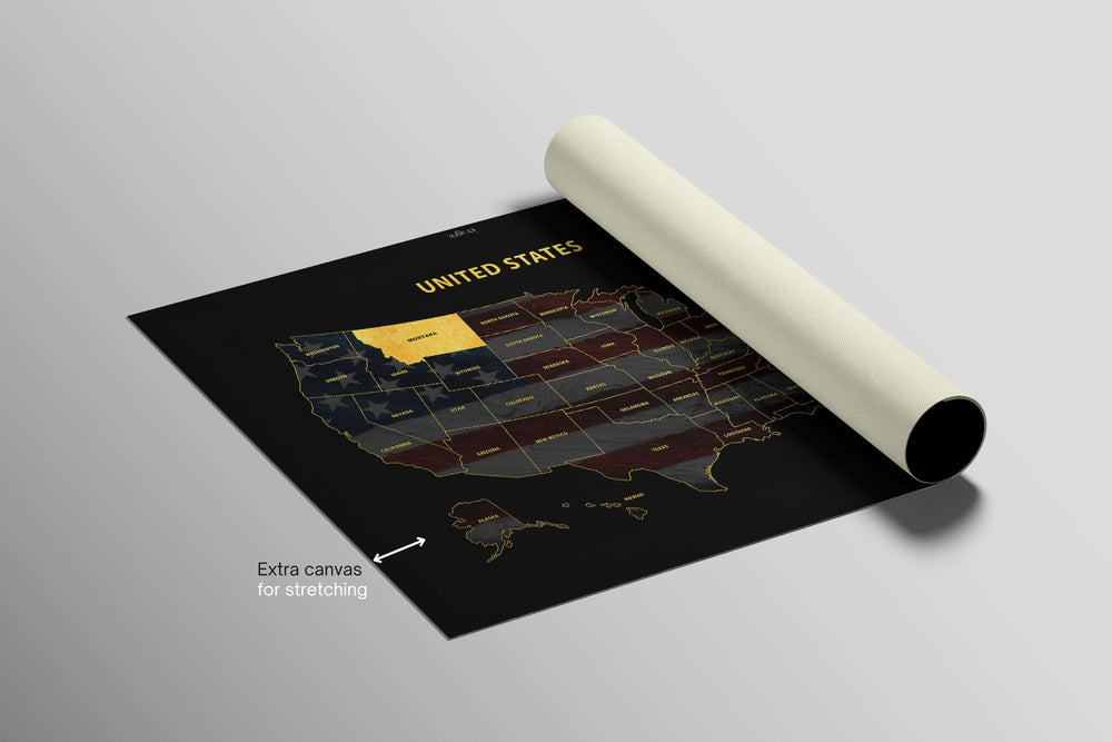 Montana State Map — Haptic 3D Embossed Metal Wall Art rolled canvas preview A