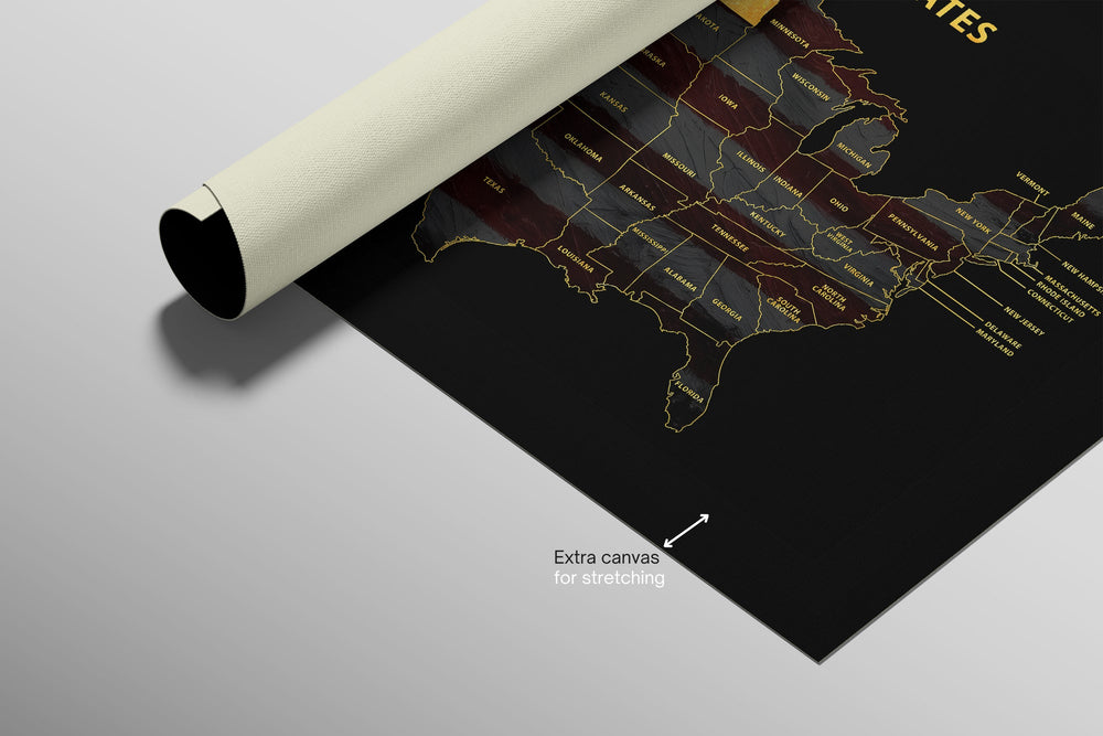 North Dakota State Map — Haptic 3D Embossed Metal Wall Art rolled canvas preview C
