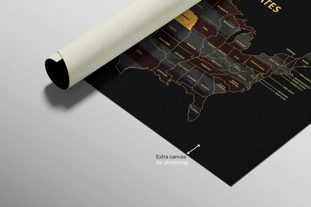 Nebraska State Map — Haptic 3D Embossed Metal Wall Art rolled canvas preview C