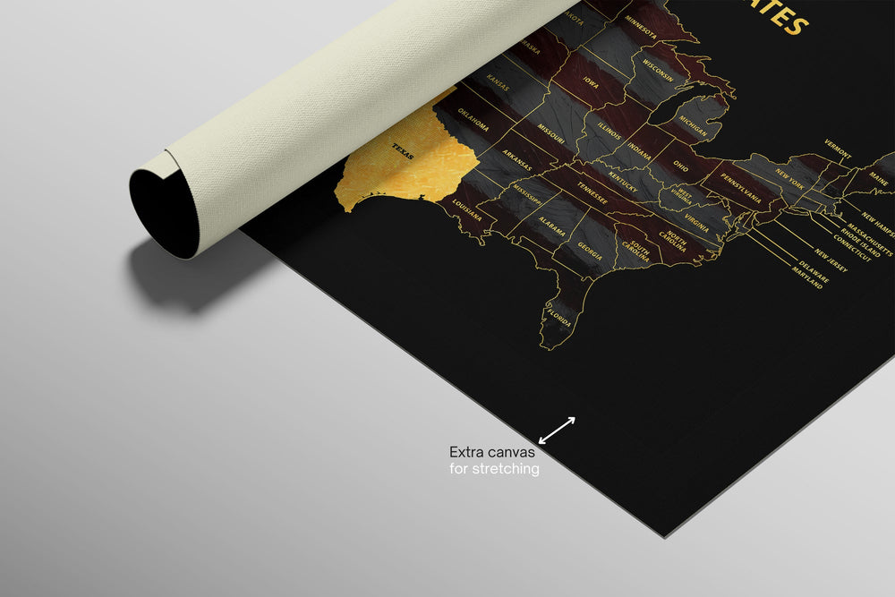 Texas State Map — Haptic 3D Embossed Metal Wall Art rolled canvas preview C