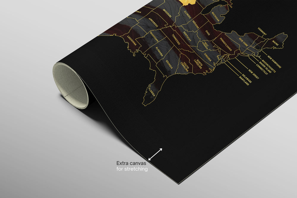 Iowa State Map — Haptic 3D Embossed Metal Wall Art rolled canvas preview B