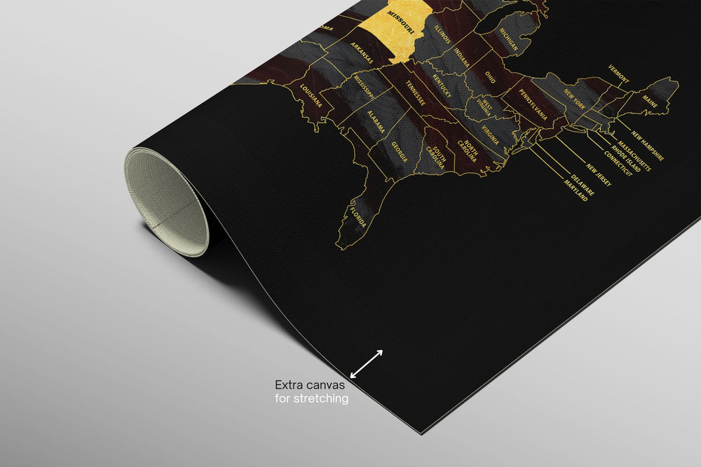 Missouri State Map — Haptic 3D Embossed Metal Wall Art rolled canvas preview B