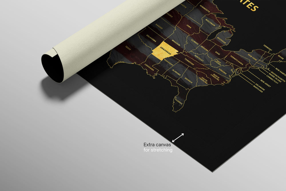 Arkansas State Map — Haptic 3D Embossed Metal Wall Art rolled canvas preview C