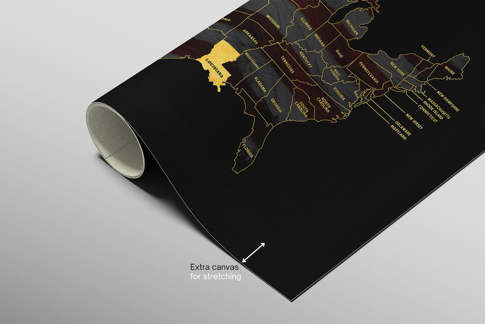 Louisiana State Map — Haptic 3D Embossed Metal Wall Art rolled canvas preview B