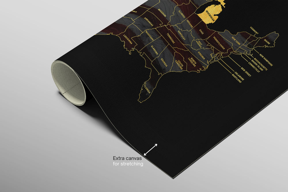 Michigan State Map — Haptic 3D Embossed Metal Wall Art rolled canvas preview B