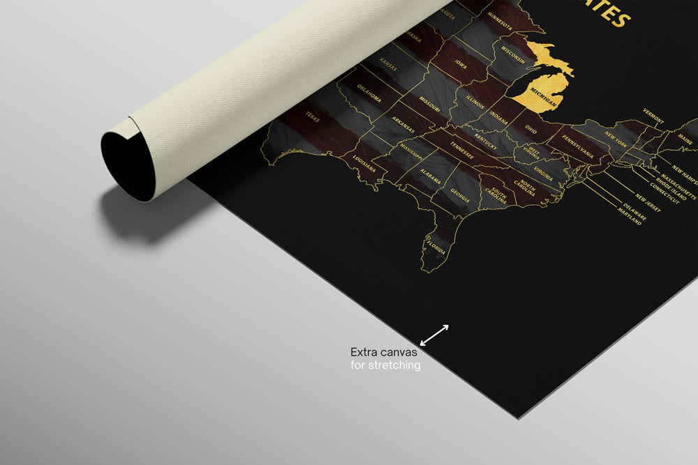 Michigan State Map — Haptic 3D Embossed Metal Wall Art rolled canvas preview C