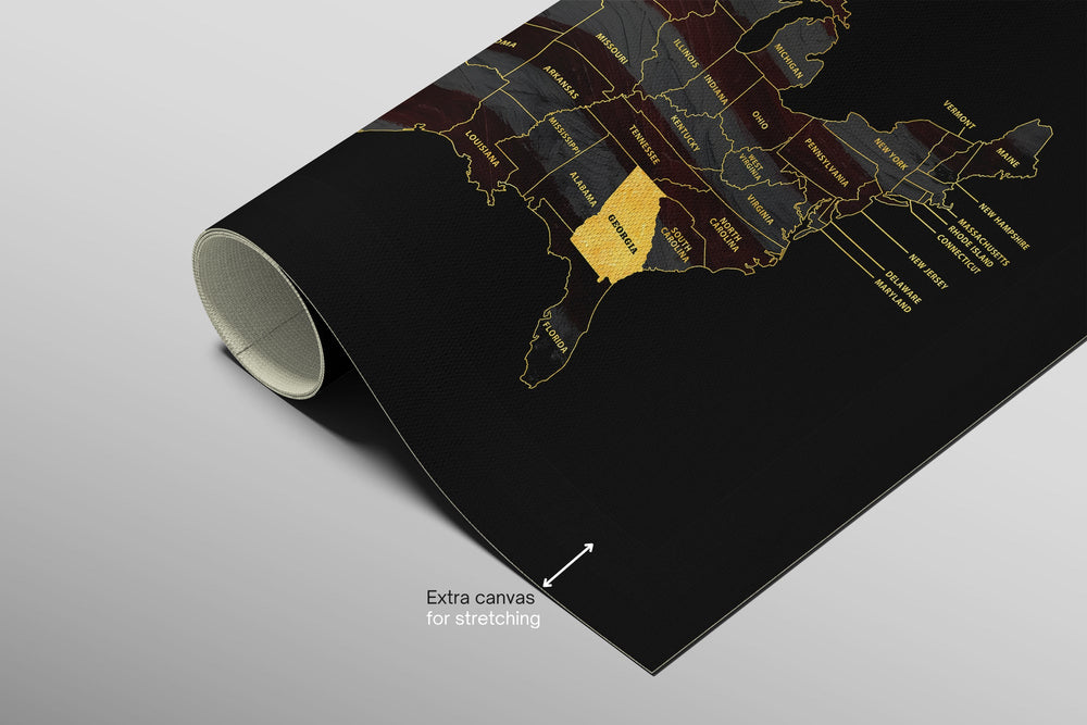 Georgia State Map — Haptic 3D Embossed Metal Wall Art rolled canvas preview B