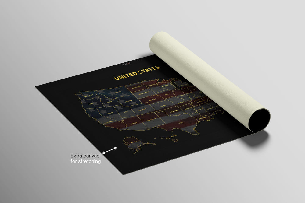 Vermont State Map — Haptic 3D Embossed Metal Wall Art rolled canvas preview A