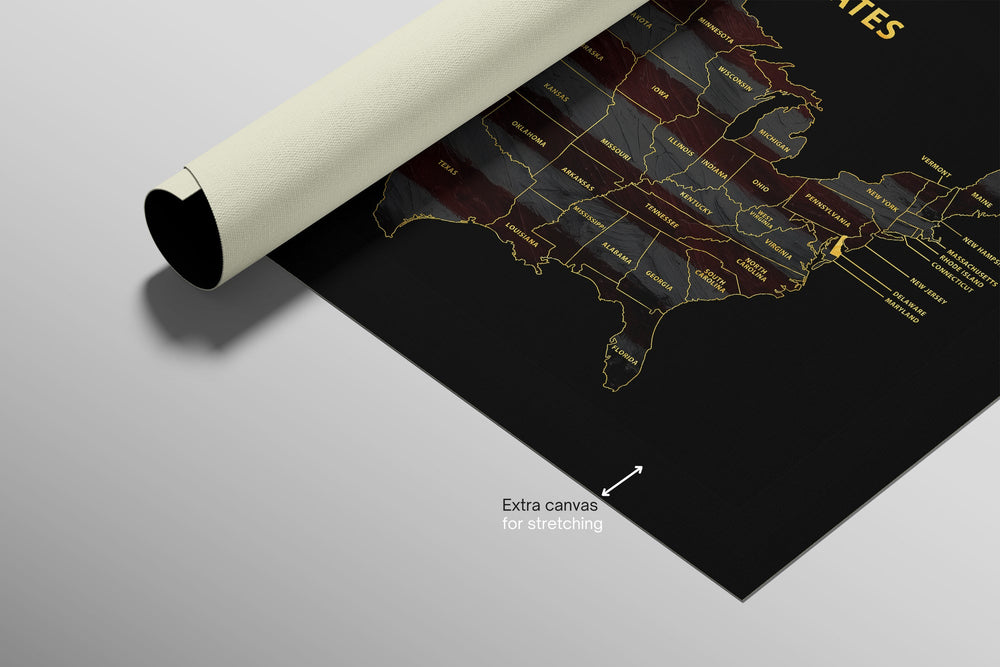 Delaware State Map — Haptic 3D Embossed Metal Wall Art rolled canvas preview C