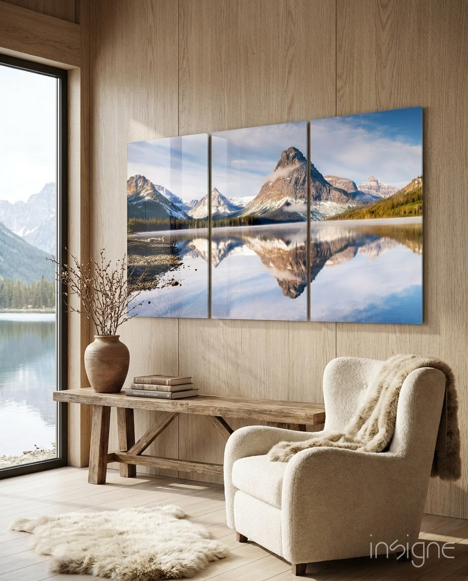 Mountains Mega Glass Wall Art - Lifestyle preview in a designer interior