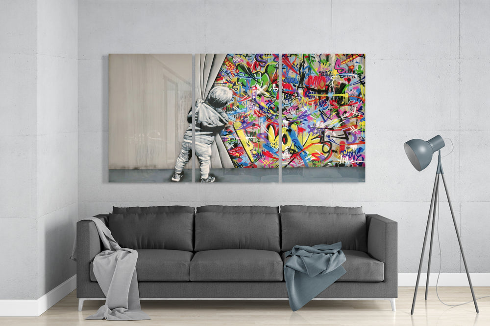 Behind The Curtain Mega Glass Wall Art.