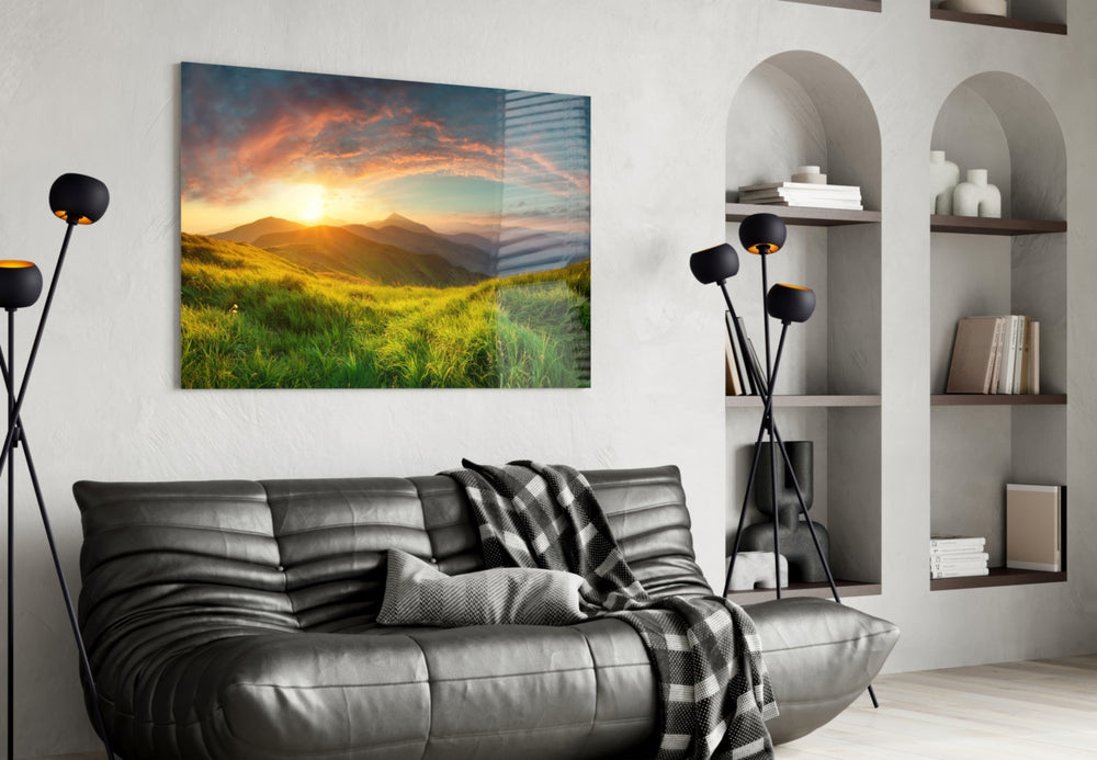 Valley panel bringing pastoral calm to a tranquil bedroom