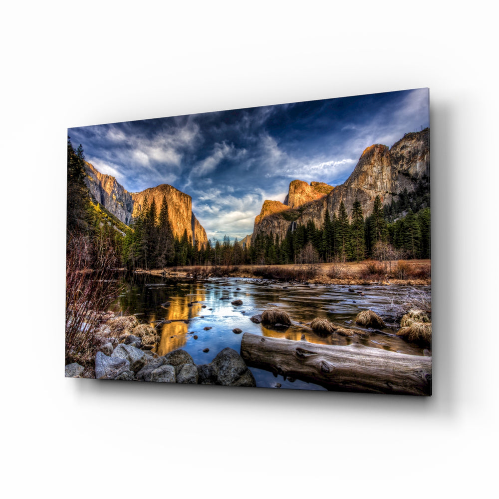 Yosemite Valley panel anchoring a contemporary living space