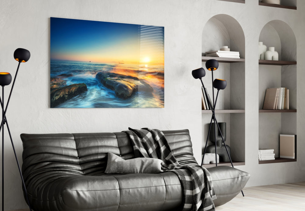 Sea View panel adding coastal calm to a restful bedroom