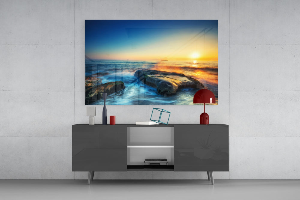 Sea View Glass Wall Art | Full Tempered Glass Panel View