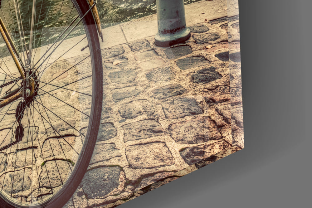 Bicycle panel catching ambient light to reveal its vintage palette