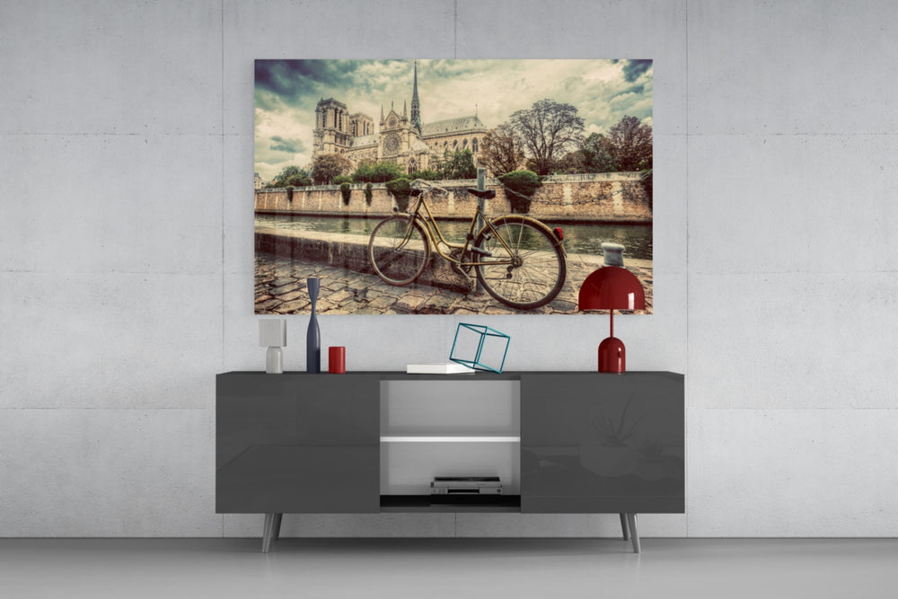 Bicycle Glass Wall Art | Full Tempered Glass Panel View