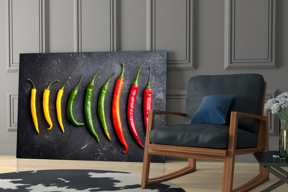 Pepper artwork in a chef's home kitchen or pantry nook